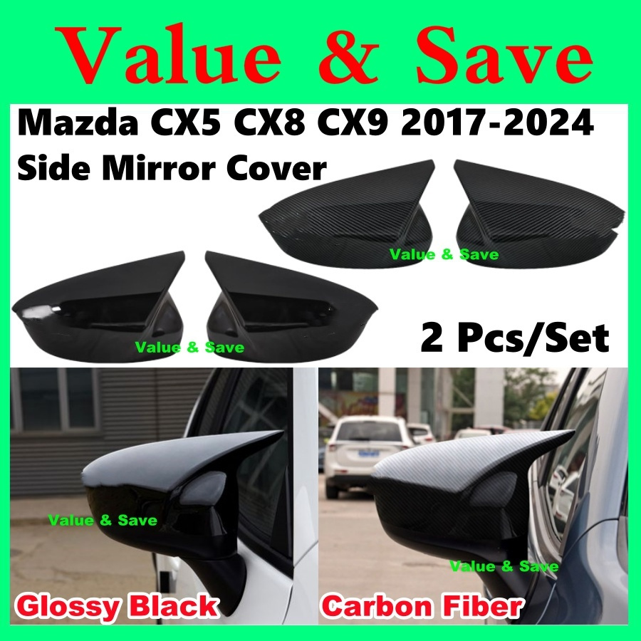 Coques De Rétroviseur Pour Mazda CX-5 Et CX-8 (2017-2021) - Protection Style Carbone Ou Noir Brillant - Contre Rayures Et Chocs