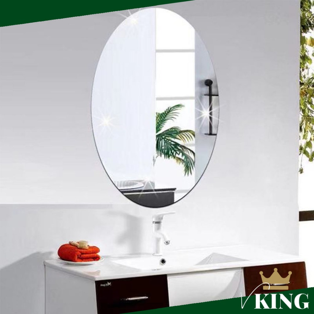CLEAR ROUND MIRROR NON-GLASS MIRROR SELF ADHESIVE TAPE MAKE UP TOILET ...