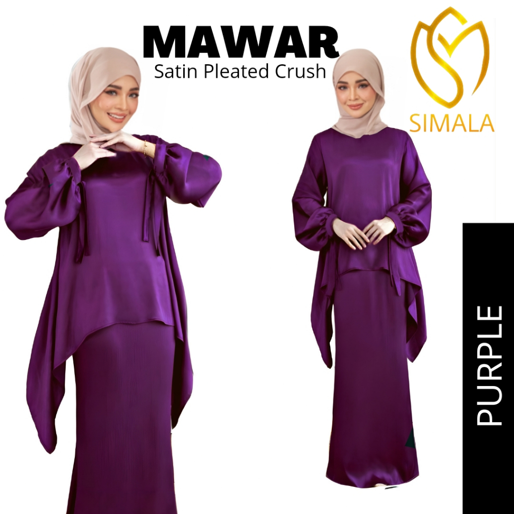 Raya 2024🔥MAWAR Kurung Satin Crush Baju Kurung Cantik Murah Elegant ...