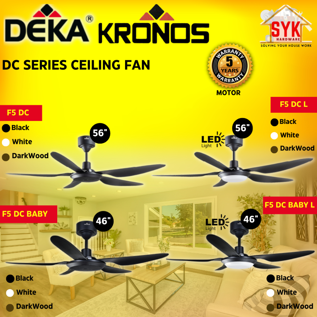 SYK Deka Kronos F5 DC F5 DC Baby Ceiling Fan LED DC Motor 5 Blades