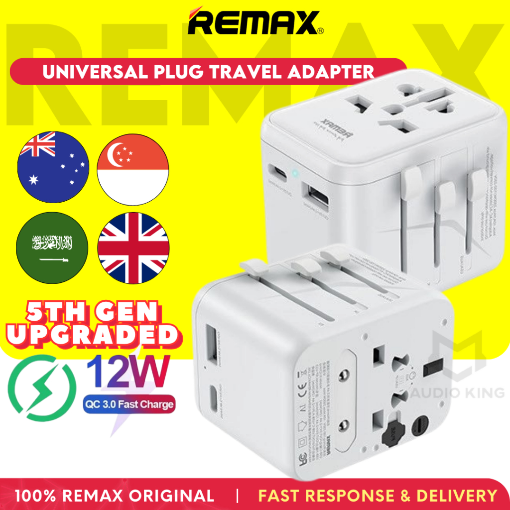 REMAX Travel Adapter International Socket Universal Conversion Adaptor ...