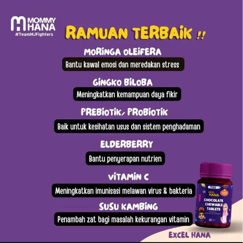VITAMIN MINDA EXCEL HANA MEMORii FOCUS ORIGINAL HQ MOMMYHANA CHOCOLATE ...