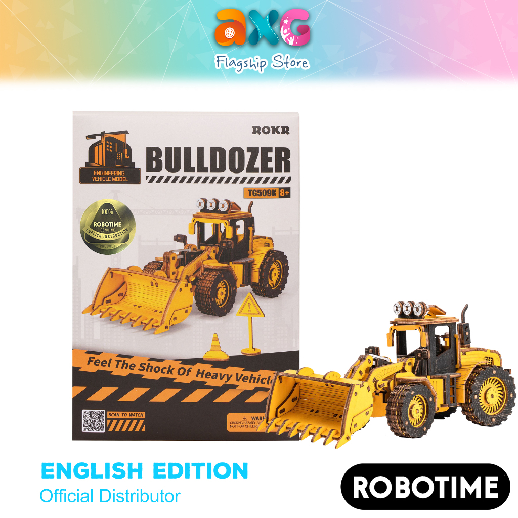 Robotime Rokr DIY Bulldozer 3D Wooden Puzzle (TG509K) Assemble Wooden ...