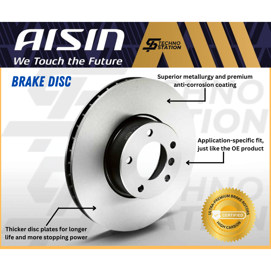 AISIN ADVICS Heavy Duty A6F-261/S Brake Disc Rotor Set Toyota Innova ...