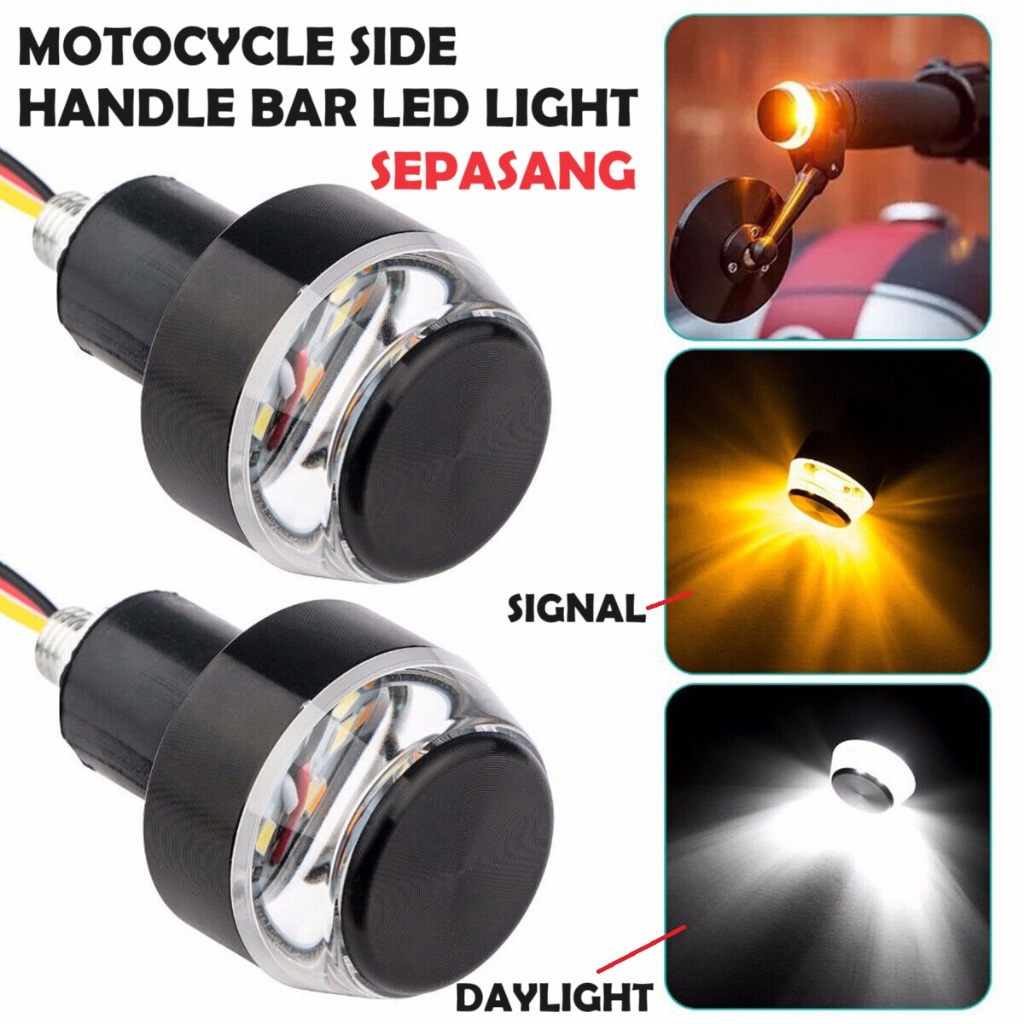 2pcs Motorcycle Turn Signal LED Light Indicator Blinker Handle Bar End ...