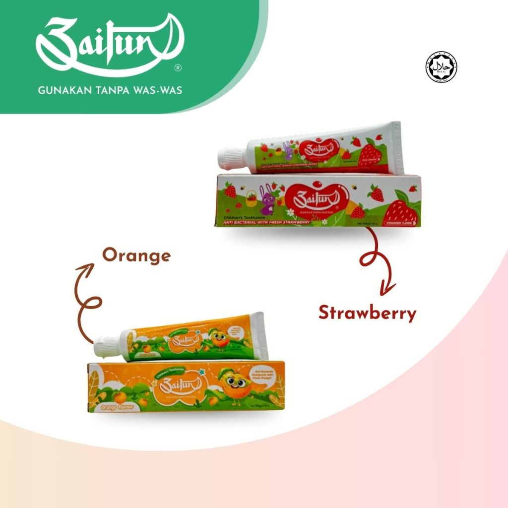 ZAITUN Kids Toothpaste Strawberry or Orange 40g X2 / Floride Free