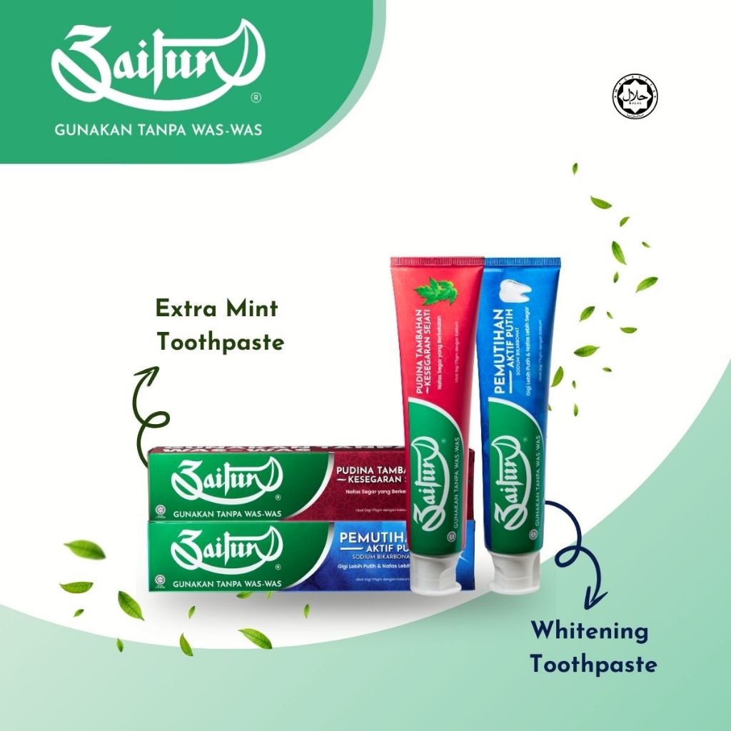 ZAITUN Extra Mint or Whitening Toothpaste 175g / Ubat Gigi Pudina