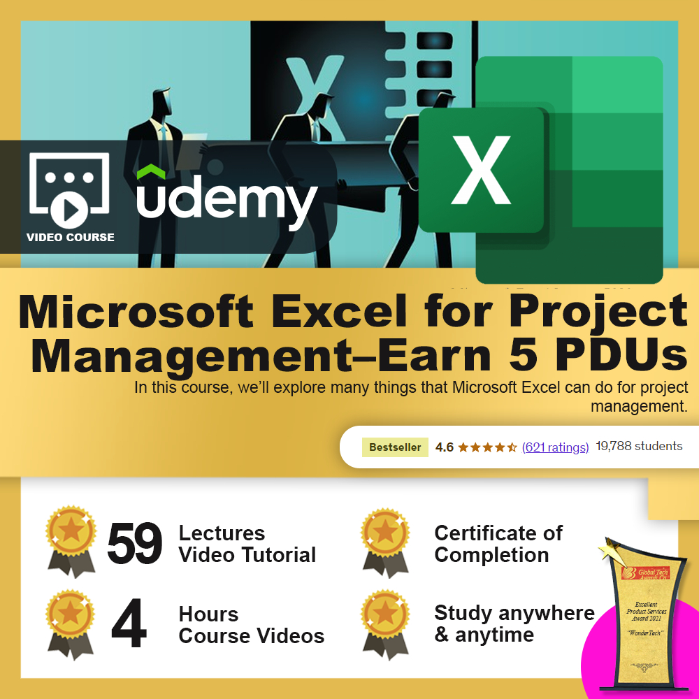  video course microsoft excel for project management earn 5 pdus