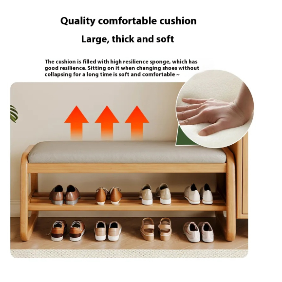 Solid wood shoe changing stool can sit on shoe racks, shoe stools, shoe ...