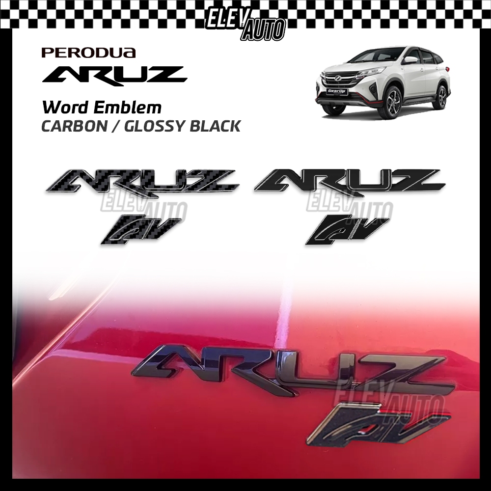 Perodua Aruz Word Emblem Carbon Fiber Black Rear Car Emblem Logo ...