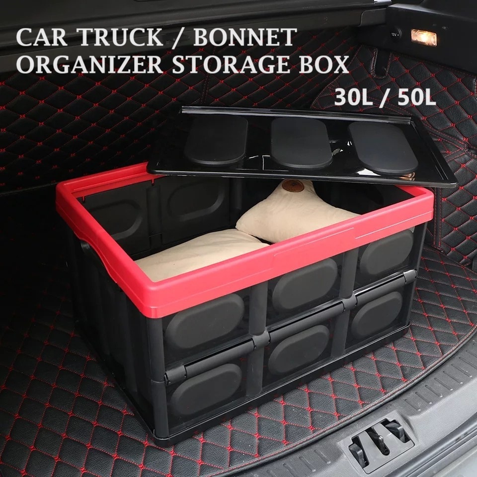 Car Trunk Boot Organizer Storage Box Cover Container Foldable Bonnet ...