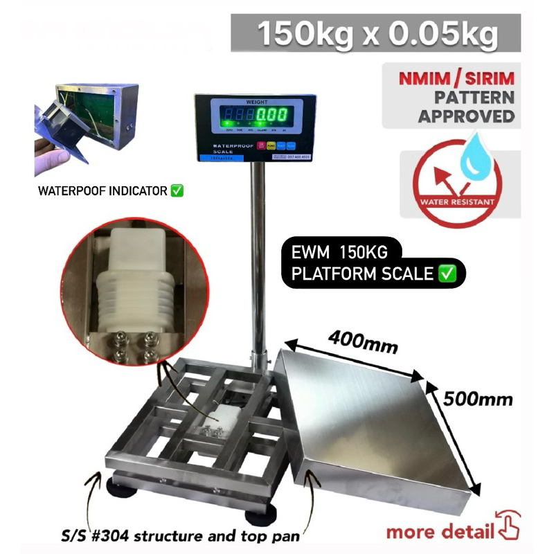 PLATFORM EWM WATERPROOF 300kg/150kg fully STAINLESS STEELBODY digital ...