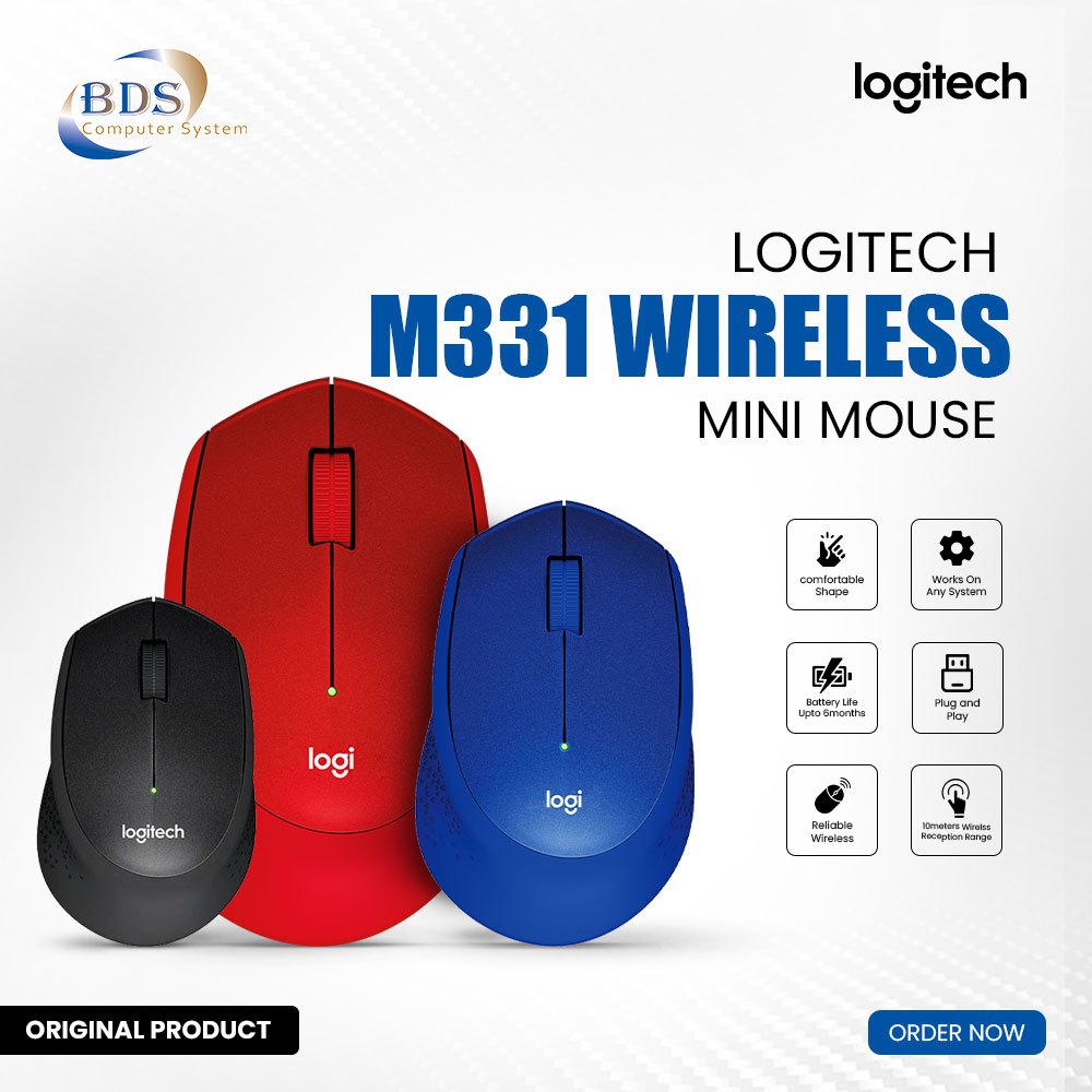 Logitech M331 Silent Plus Wireless Mouse - Black/Red/Blue | Shopee Malaysia