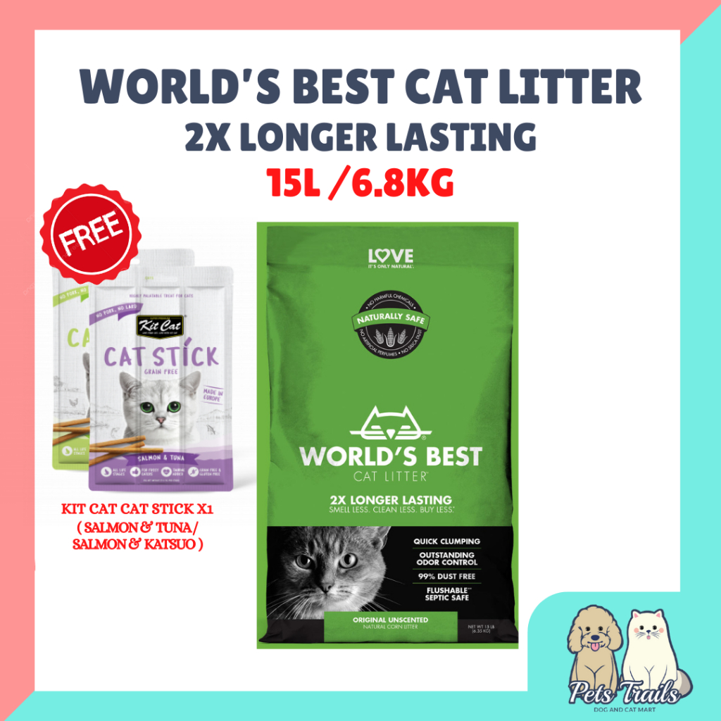 [FREEGIFT]1 WORLDS BEST CAT LITTER 6.35kg/14lbs Clumping Litter CORN