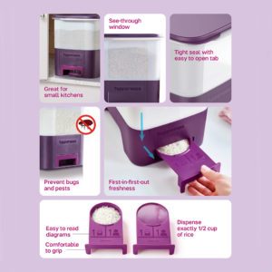 TUPPERWARE RICE SMART JUNIOR DISPENSER 5 KG / TONG BERAS ATAU BIJIRIN ...