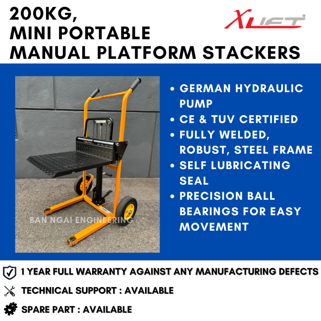 X-LIFT 200KG Mini Portable Platform Stacker Manual Hand Hydraulic ...