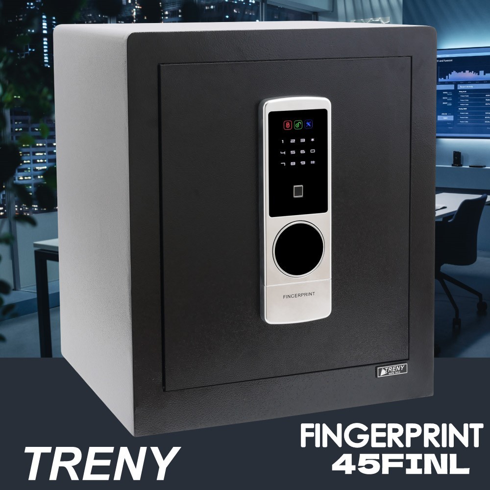 TRENY 45FINL Fingerprint Alert Password Safe Box Intelligent Alarm ...