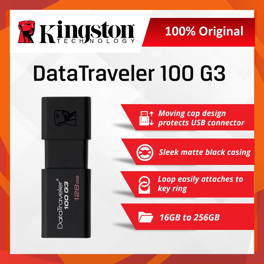 Kingston DataTraveler 100 G3 USB Stick - 128GB USB 3.0 Schwarz