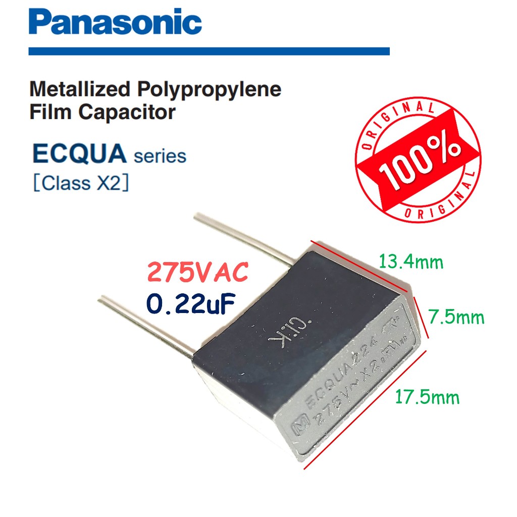 Condensatore Panasonic ECQ-E6684JF 0.68uF 630V Poliestere Metallizzato - 2 Pezzi