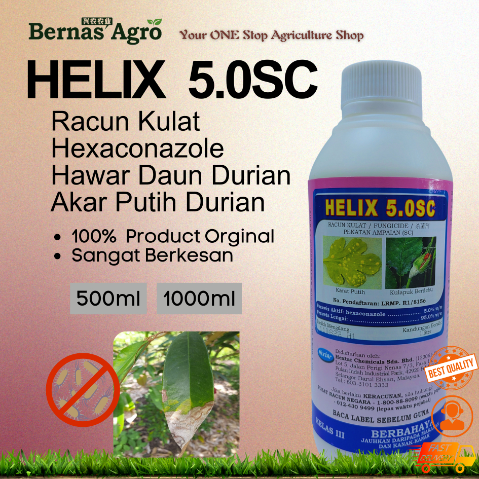 Helix 5 0sc Hexaconazole Racun Kulat Akar Putih Hawar Daun Pokok Durian