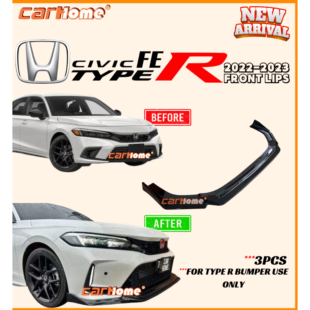 🔥NEW🔥HONDA CIVIC 2022 2023 CIVIC FE TYPE R FRONT LIPS 3PCS CIVIC 2023 ...