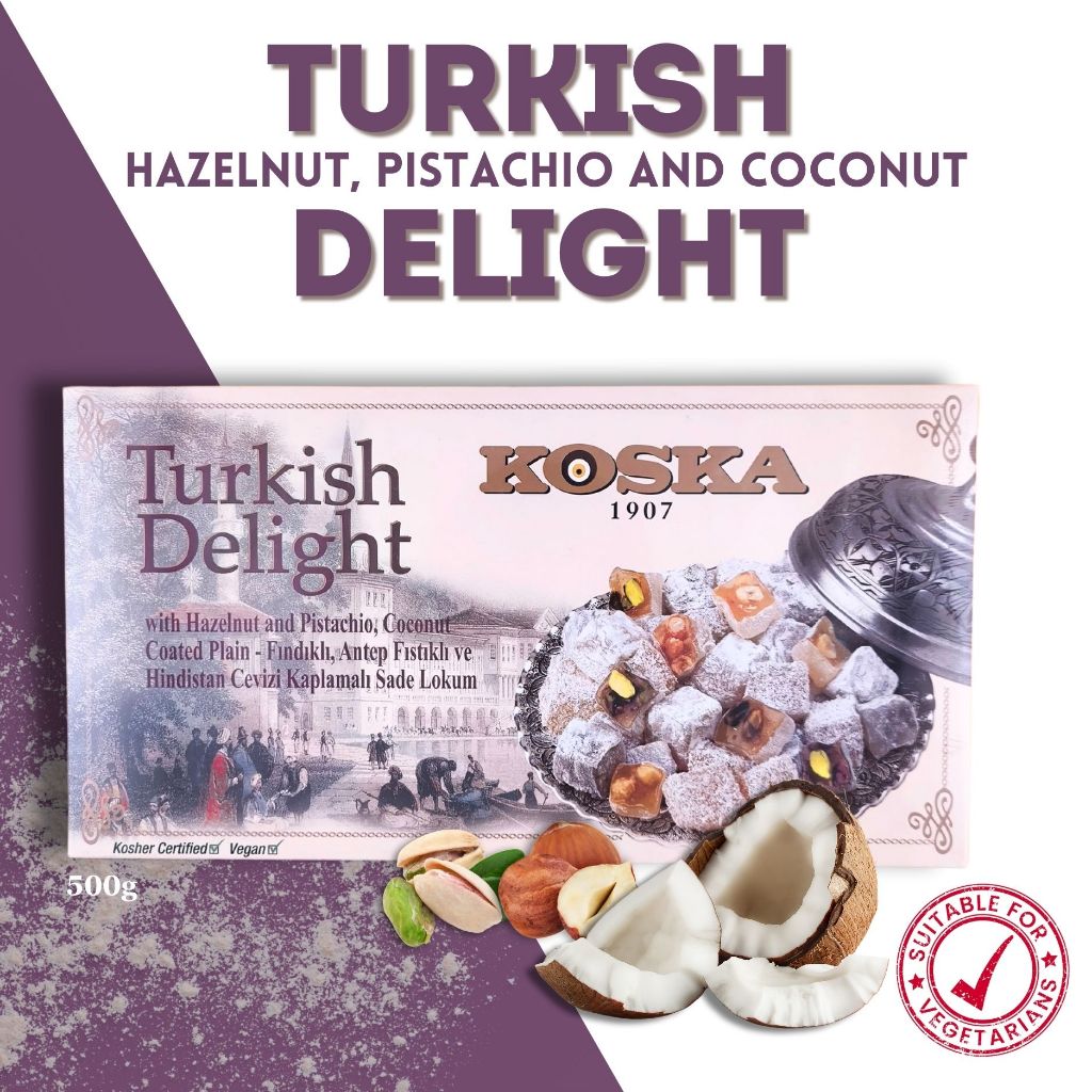 KOSKA TURKISH DELIGHT Mixed (Lokum) (HAZELNUT, PISTACHIO AND COCONUT ...