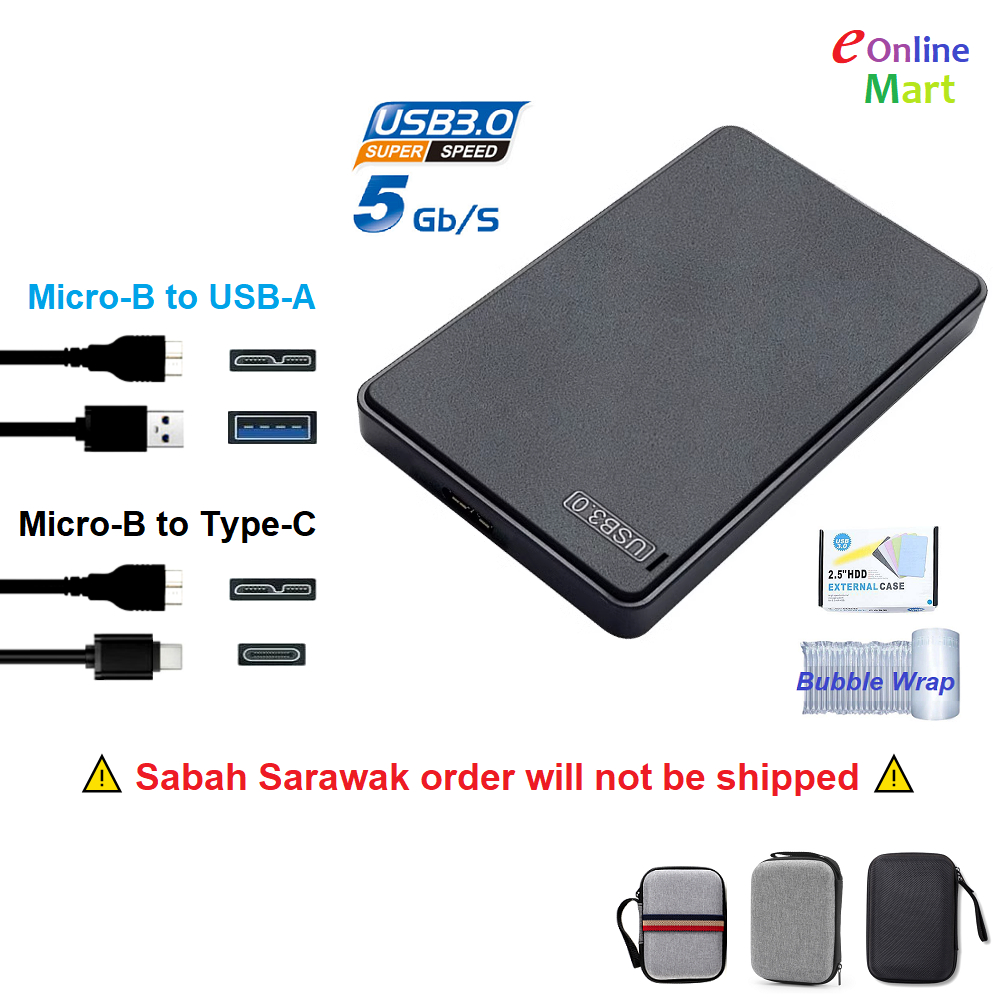 USB 3.0 2.5 inch SATA HDD External Enclosure Case ToolFree External