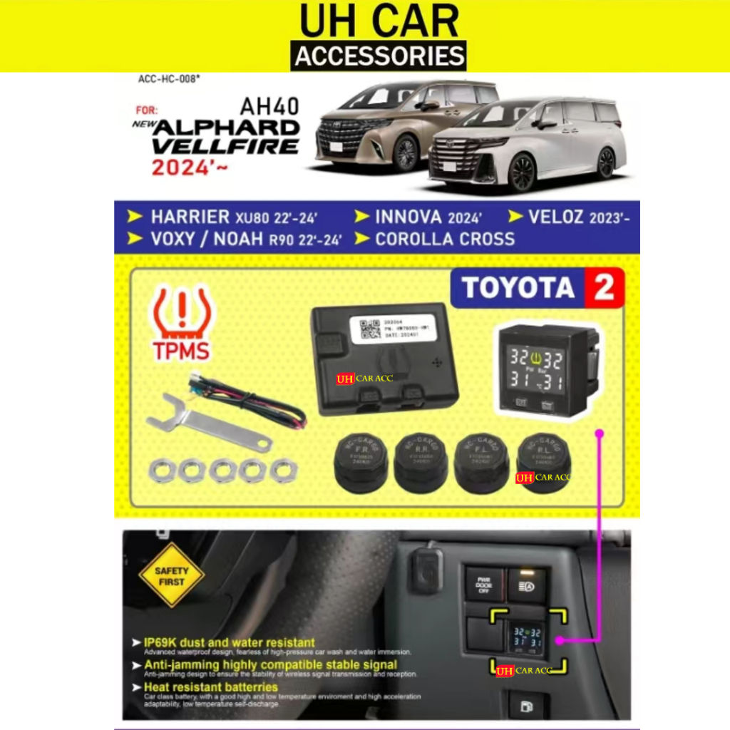 TOYOTA ALPHARD VELLFIRE 2024 TIRE TYRE PRESSURE MONITORING SYSTEM TPMS ...