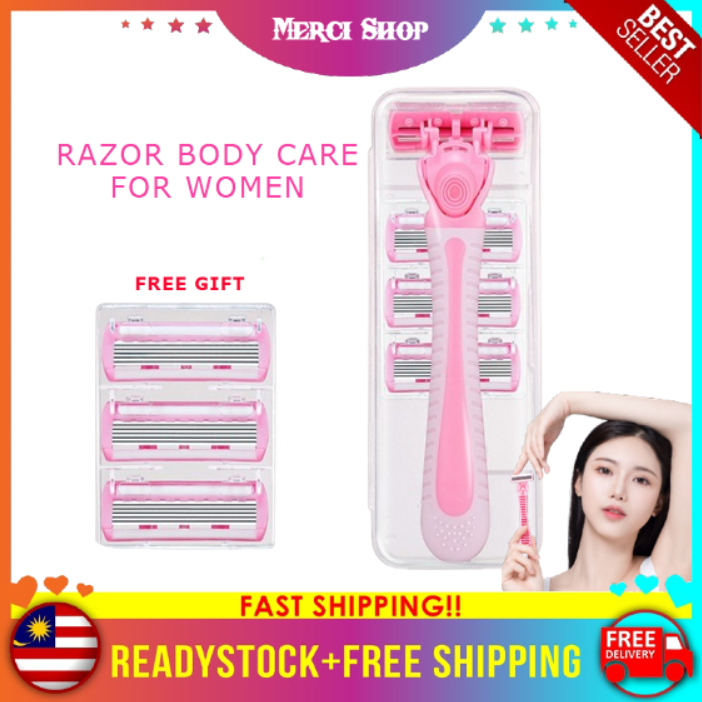 MS 6 Layers Shaving Razors FREE 3 Refills Smooth Manual Shaver Easy to ...