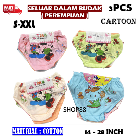 Seluar Dalam Kartun 3 Helai 1 Set budak perempuan S-XXL cartoon girls ...