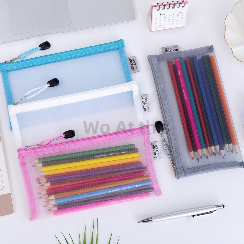 Multicolored Zipper Mesh Pouch Nylon Zipper Pencil Pouches Pen Bags ...
