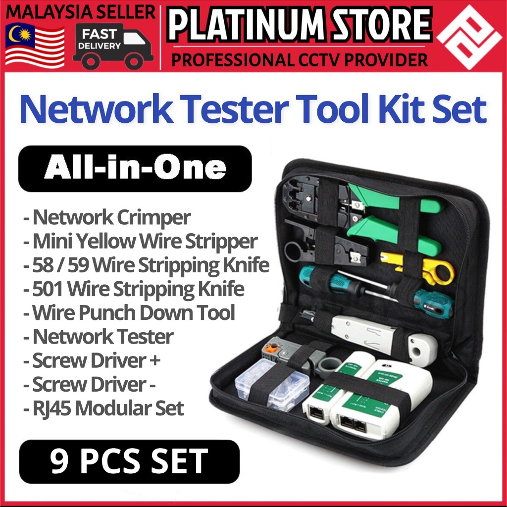 Network Tester Repair Install Tool Kit Set RJ45 RJ11 Modular Cat5 Cat6 ...