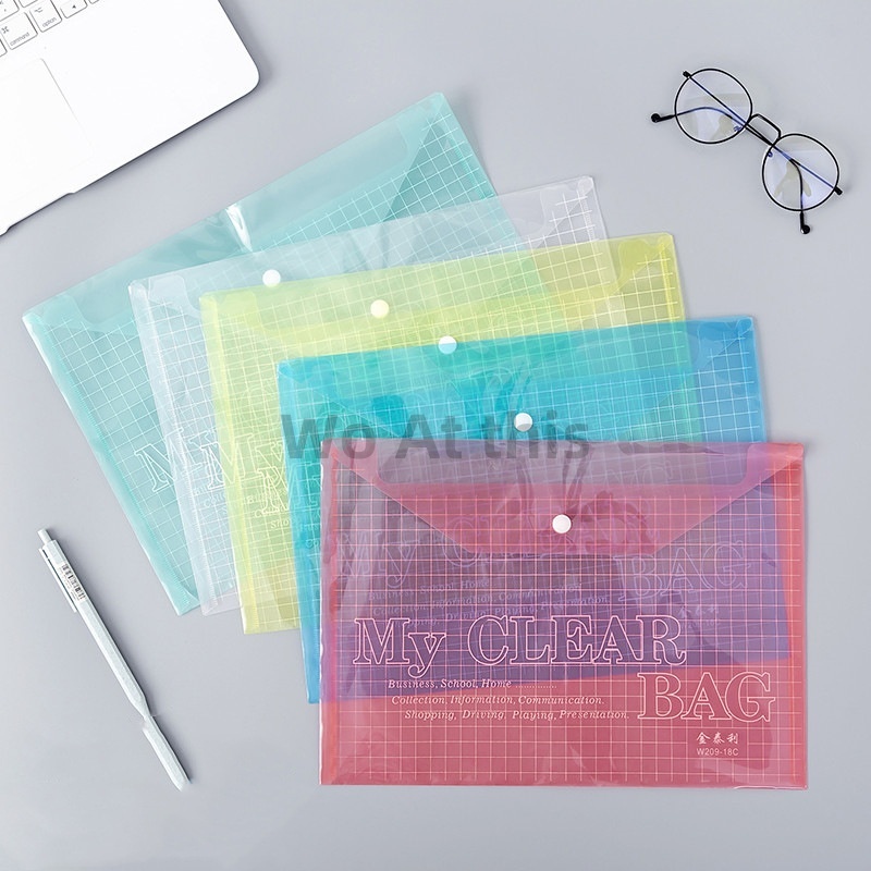 A4 File Bag Button File Folder File Bag Office Folder Organizer Paper ...