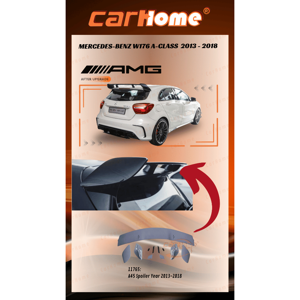 MERCEDES-BENZ A-CLASS W176 Spoiler Belakang Gaya AMG 2013–2018 | A ...