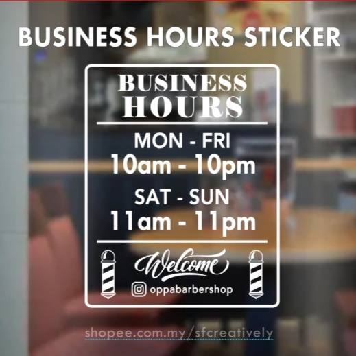 Sign Sticker BUSINESS HOURS for Door Window Wall Decoration Vinyl ...