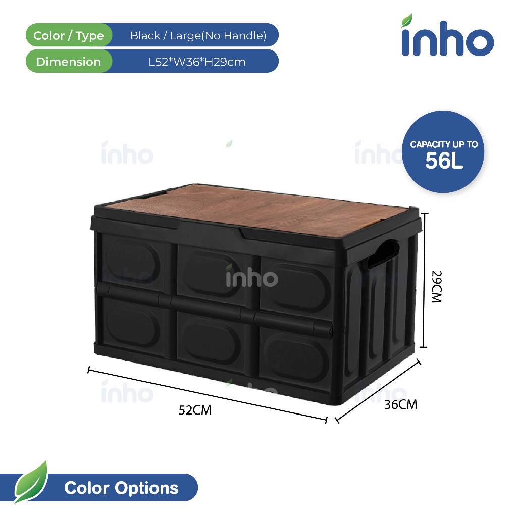 INHO L43-54cm (30-56 Litre) Multi-Function Wooden Cover Storage Box ...