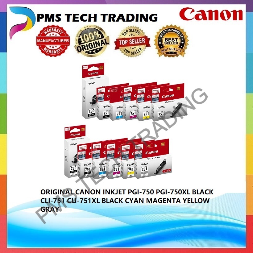 ORIGINAL CANON INKJET PGI-750 PGI-750XL BLACK CLI-751 CLI-751XL BLACK ...