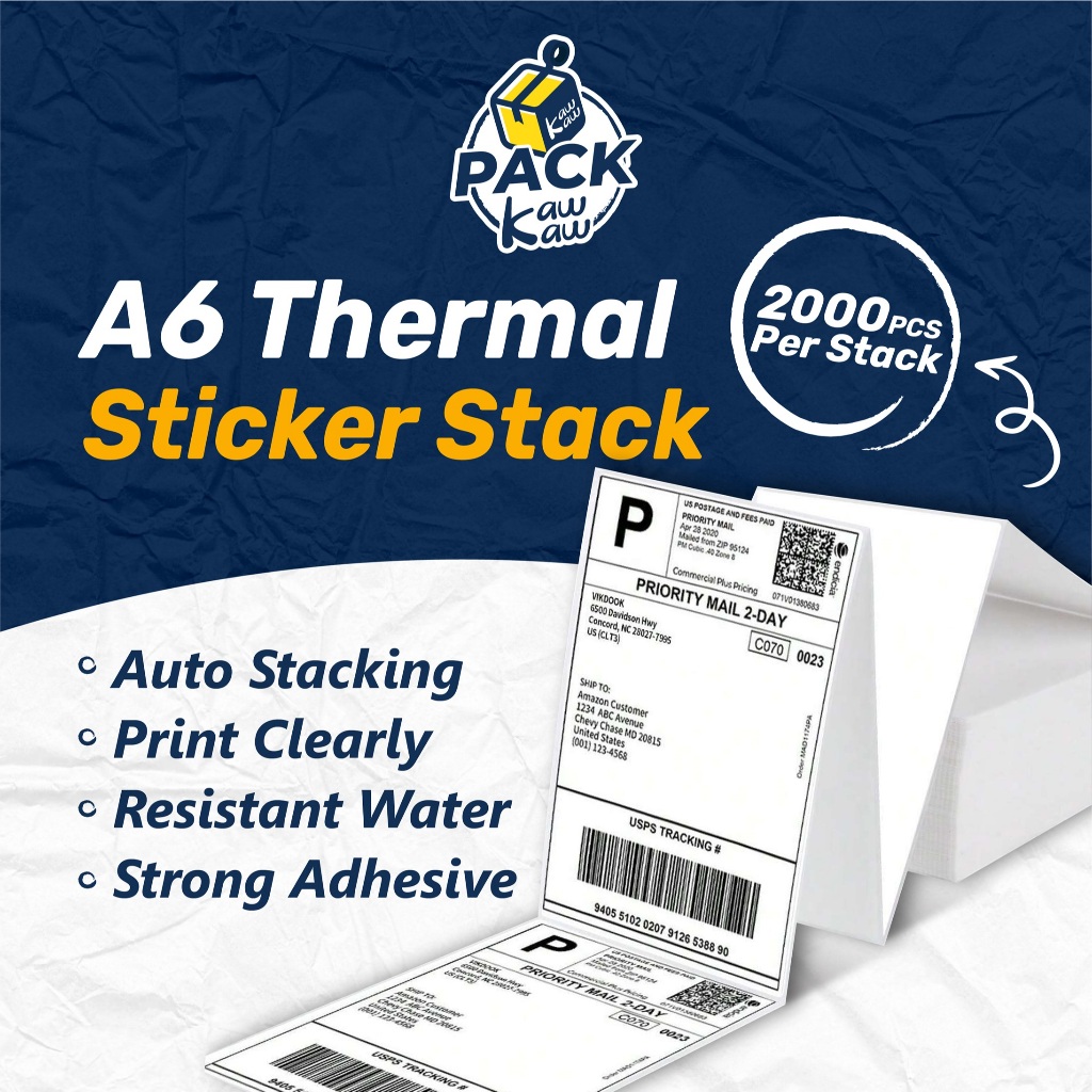 2000pcs king Thermal Sticker A6 Paper Roll Fold Stack Airway Bill ...