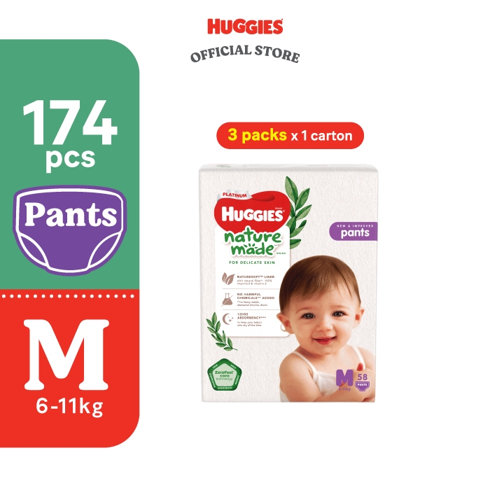 Huggies Naturemade Pants M58 / L44 / XL38 / XXL26 (3 packs) - Super ...