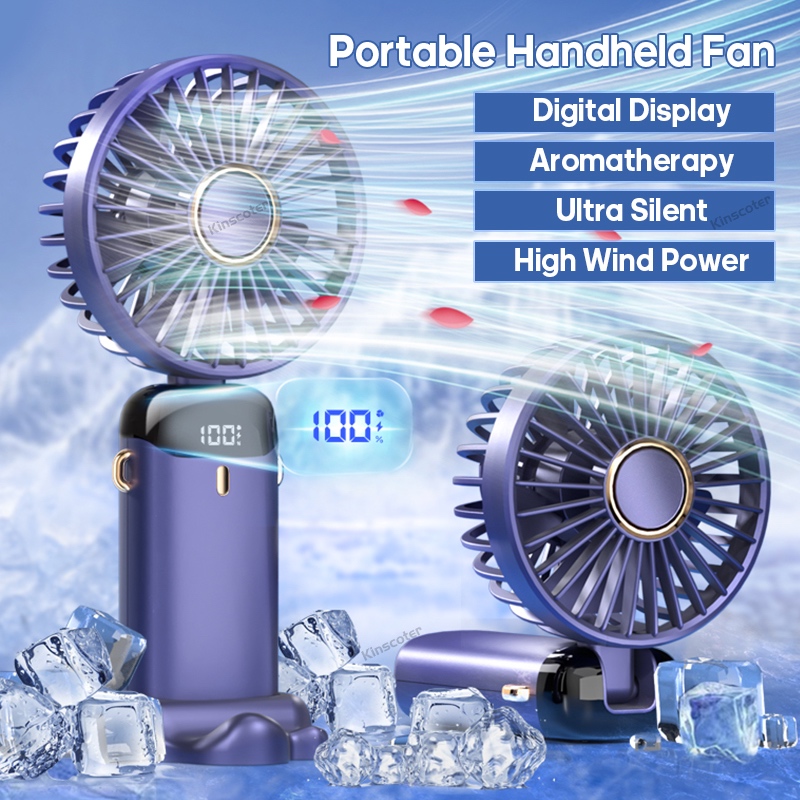 Handheld Mini Fan Foldable Fan Rechargeable Fan with Phone Stand and ...