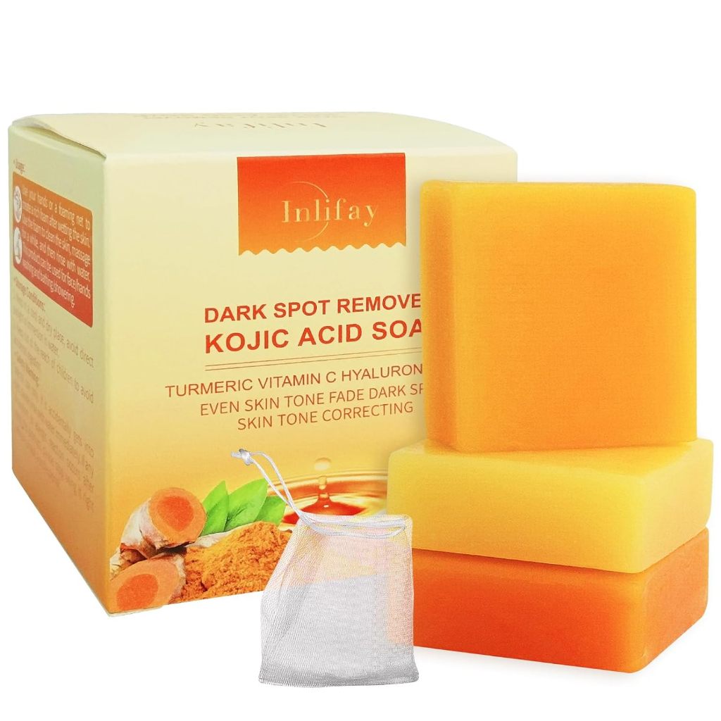 Inlifay Kojic Acid Soap Dark Spot Remover Turmeric Soap with Vitamin