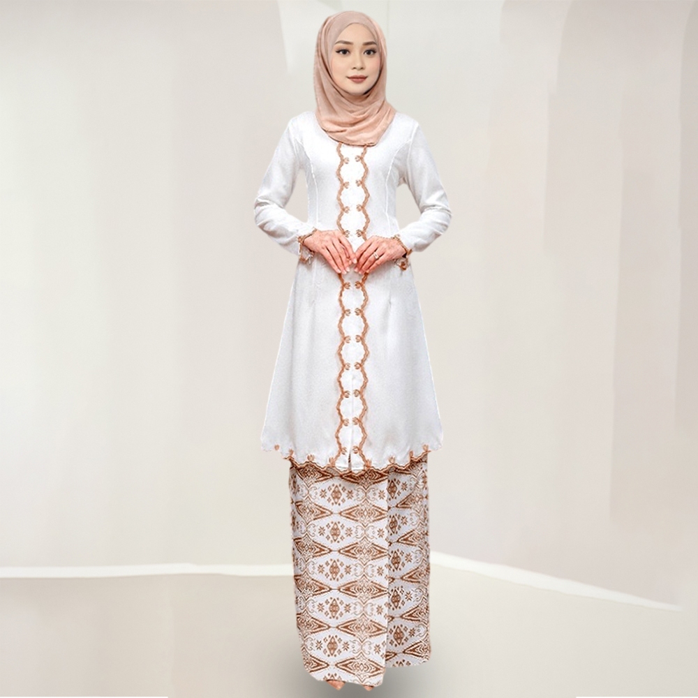 Baju Kebarung Lubah Modern Nikah/Tunang KEBARUNG SONGKET TABUR  Kebaya Batik Sulam Ironless Kurung Bridesmaid Nikah