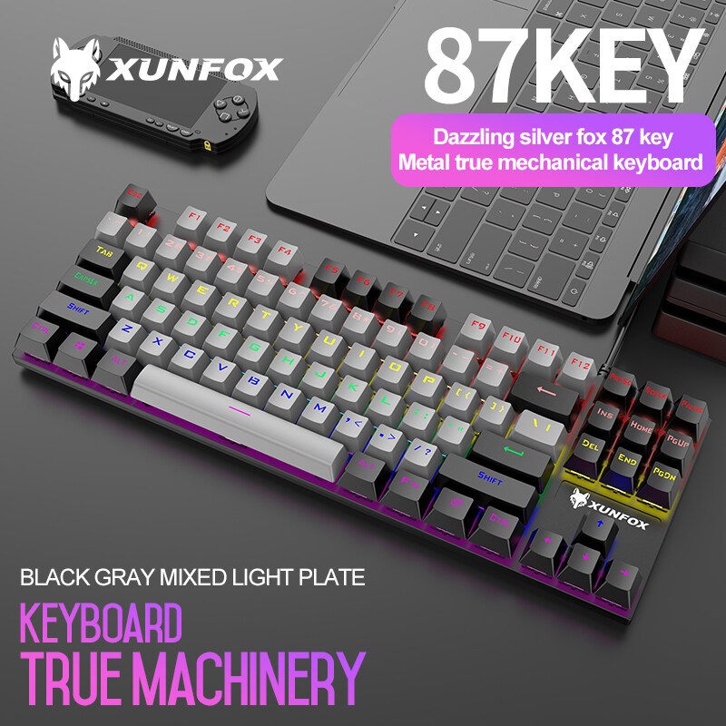 XUNFOX K80 /K10 Gaming Mechanical * Keyboard USB Luminous Color Wired ...