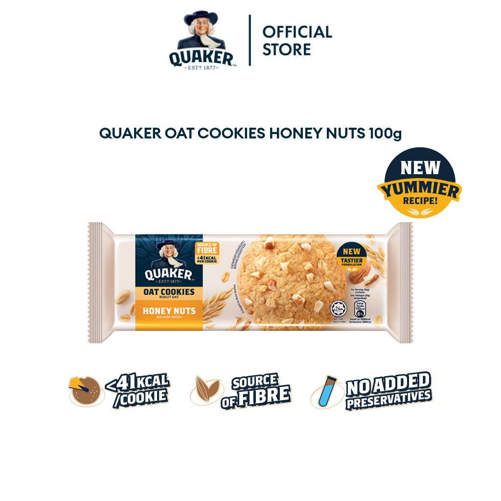 Quaker Oat Cookies Honey Nuts (100g) Shopee Malaysia
