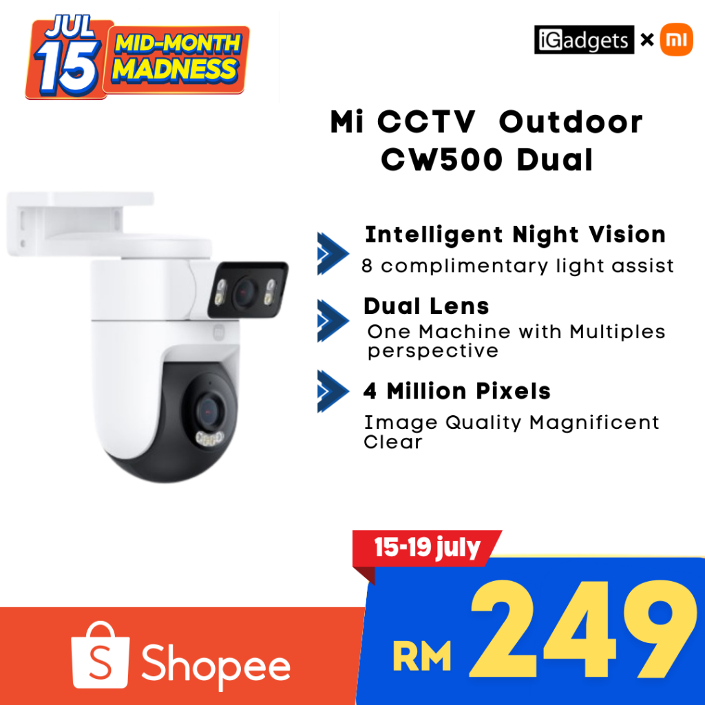 Xiaomi CW500 Dual Outdoor CCTV Dual Lens Camera | Night Vision | IP66 ...