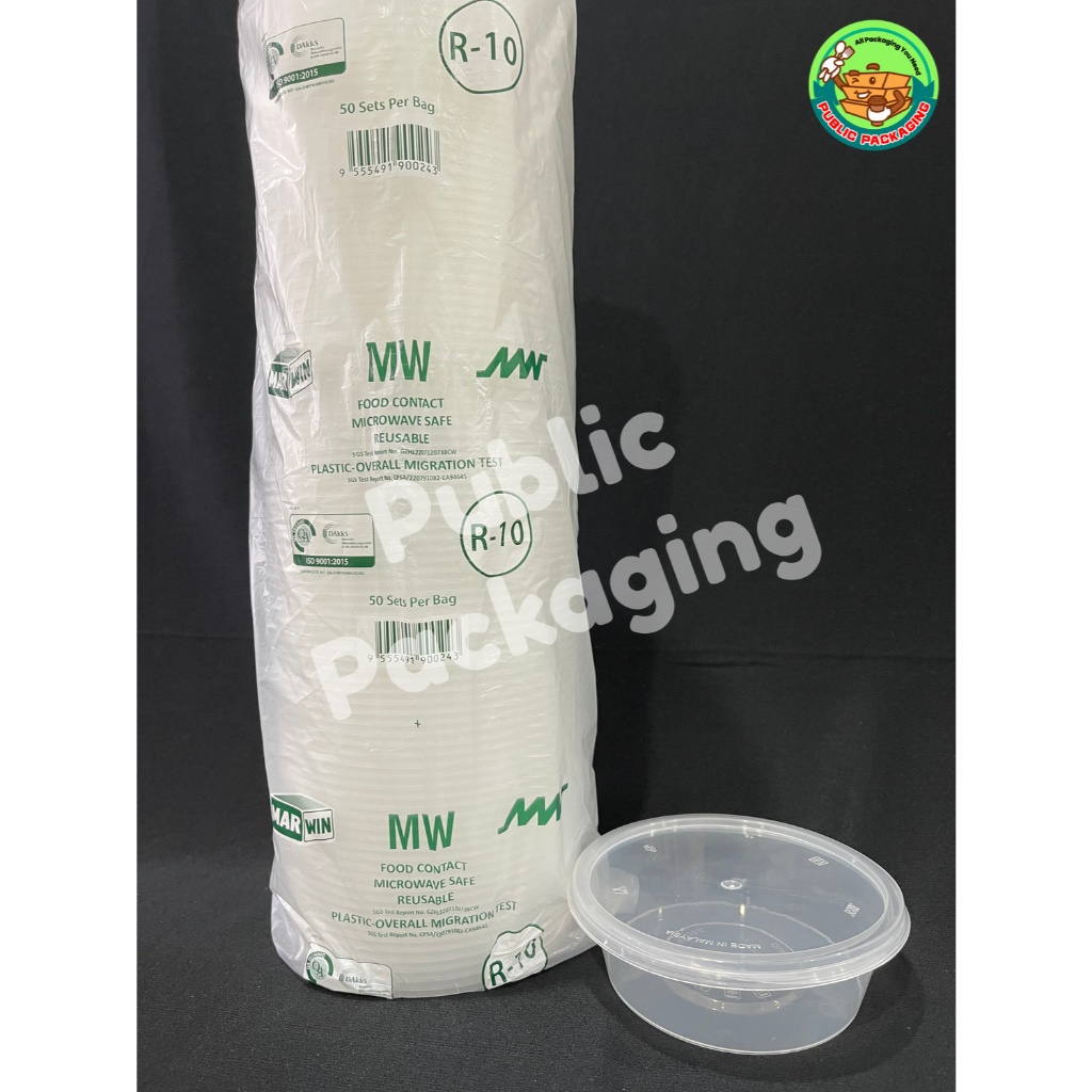 MW R10 / 10oz /310ml Round Disposable Plastic Food Container (50pcs± ...