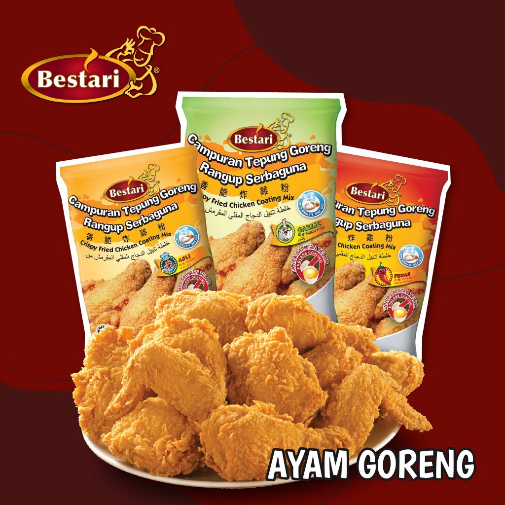 Tepung ayam goreng ala kfc crispy fried chicken coating Bestari 1kg ...