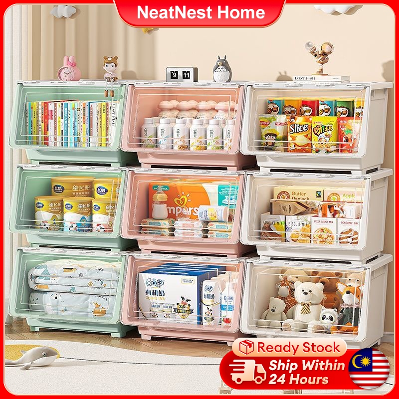 Toy Storage Box With Movable Plastic Container Front Opening Clothes ...