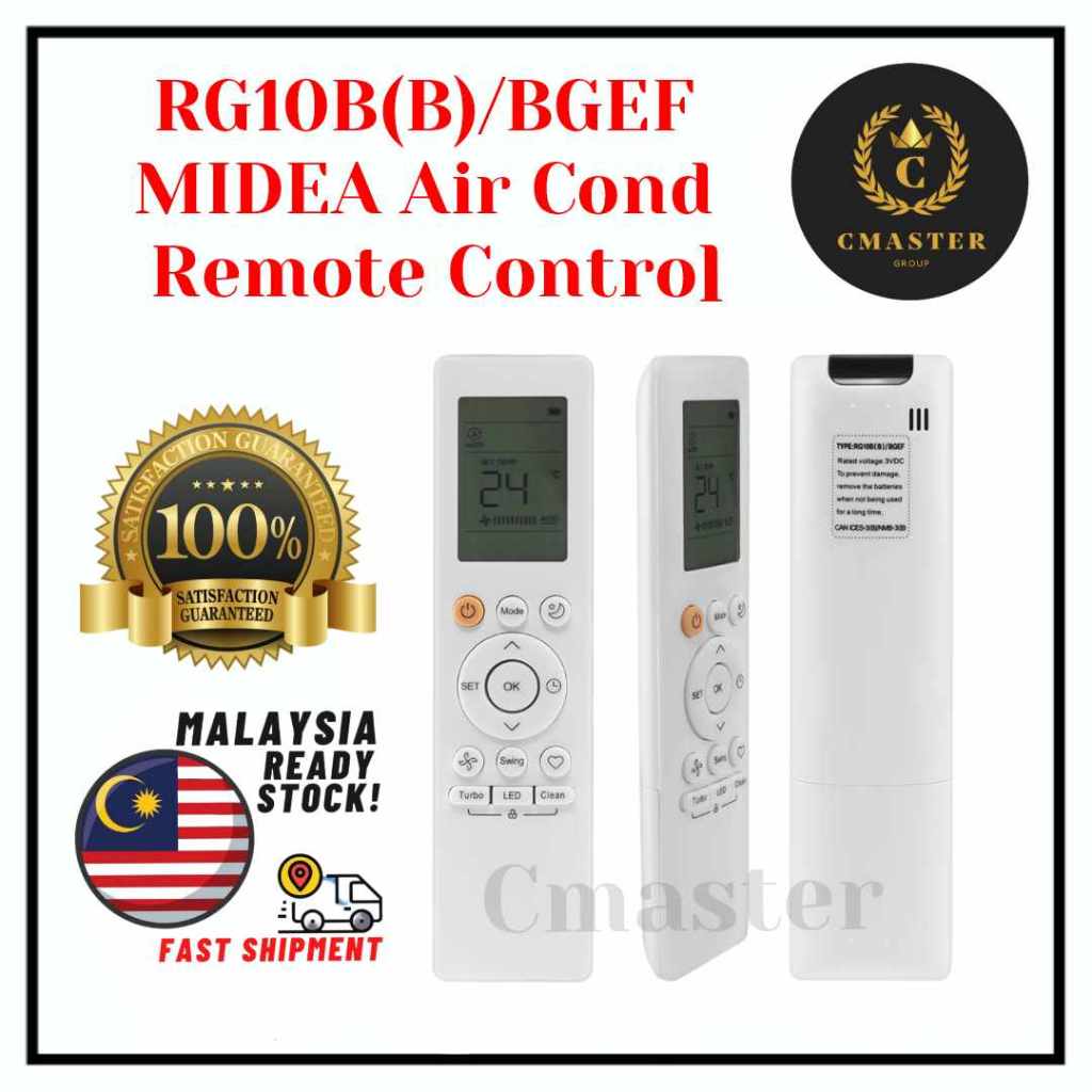 RG10B(B)/BGEF Midea Air Cond Remote Control Compatible with Midea Air ...