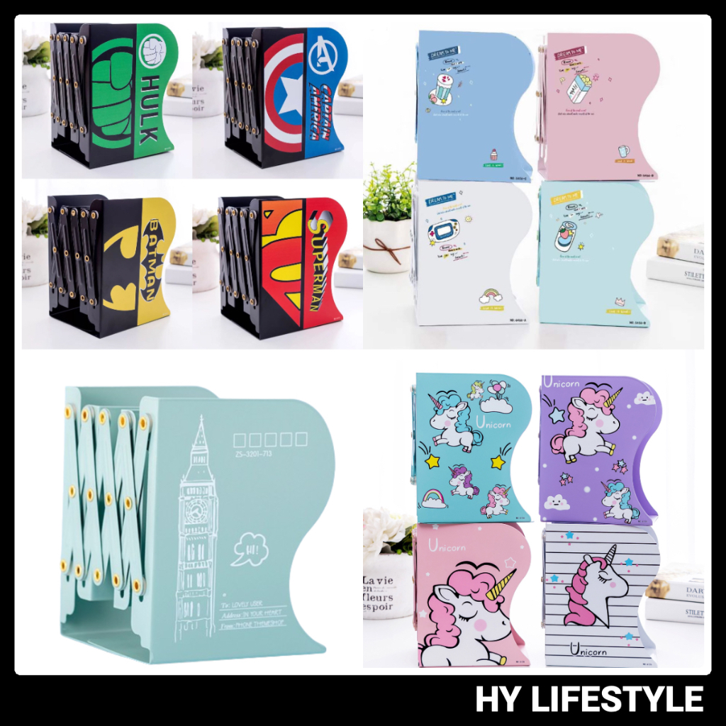 [HY] Adjustable Bookend Book Stand Holder Book Shelf Rack Book Rack ...